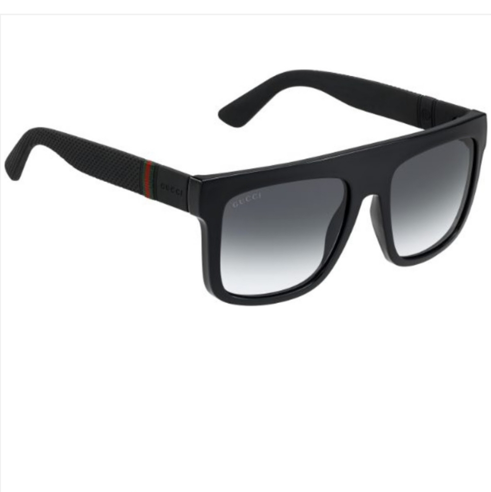 Gucci Glossy Black Sunglasses w/Matte Black Temple